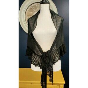 Shall Wrap Women's OS Black Sheer Crocheted Trim Whymsigoth Witchy Dark Fairy